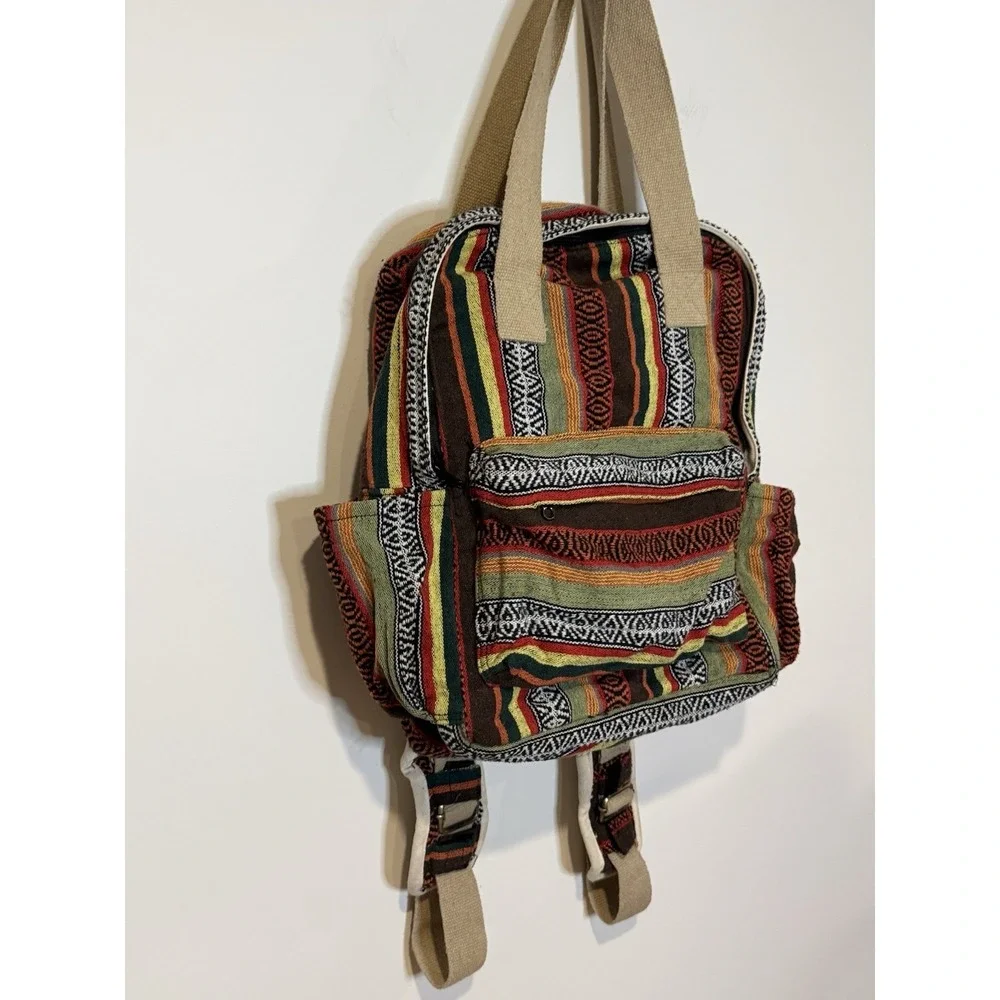 Earthbound Trading Co Indian Woven Style Back Pack 15 x17